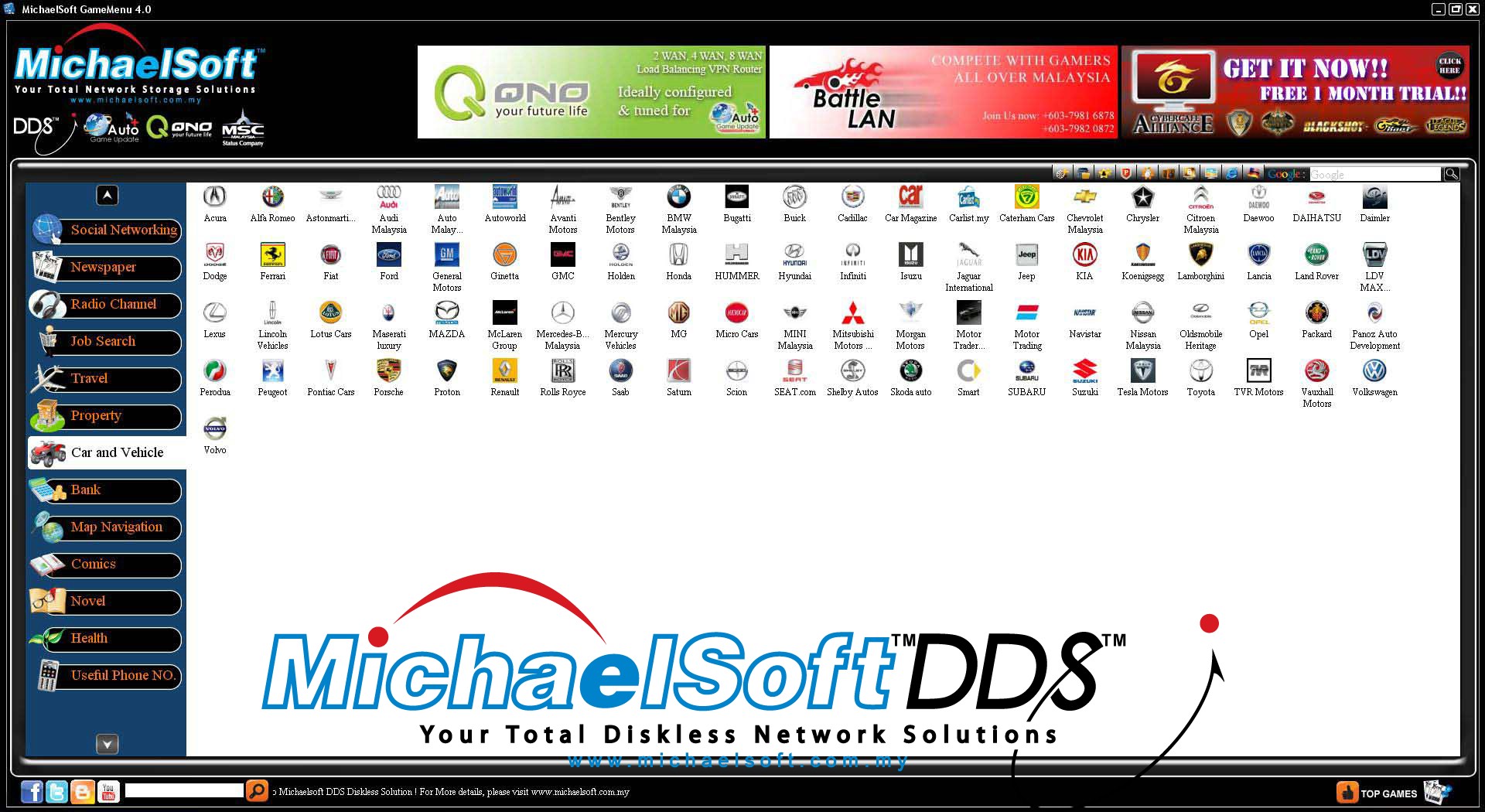 Michaelsoft DDS Diskless Solution , Cloud Computing , Diskless Cybercafe , Diskless System , Michaelsoft DDS Cybercafe Game Menu (Car & Vehicle)-A great place for dream car chasers, it is not only available for the branded car websites, but also various models websites.