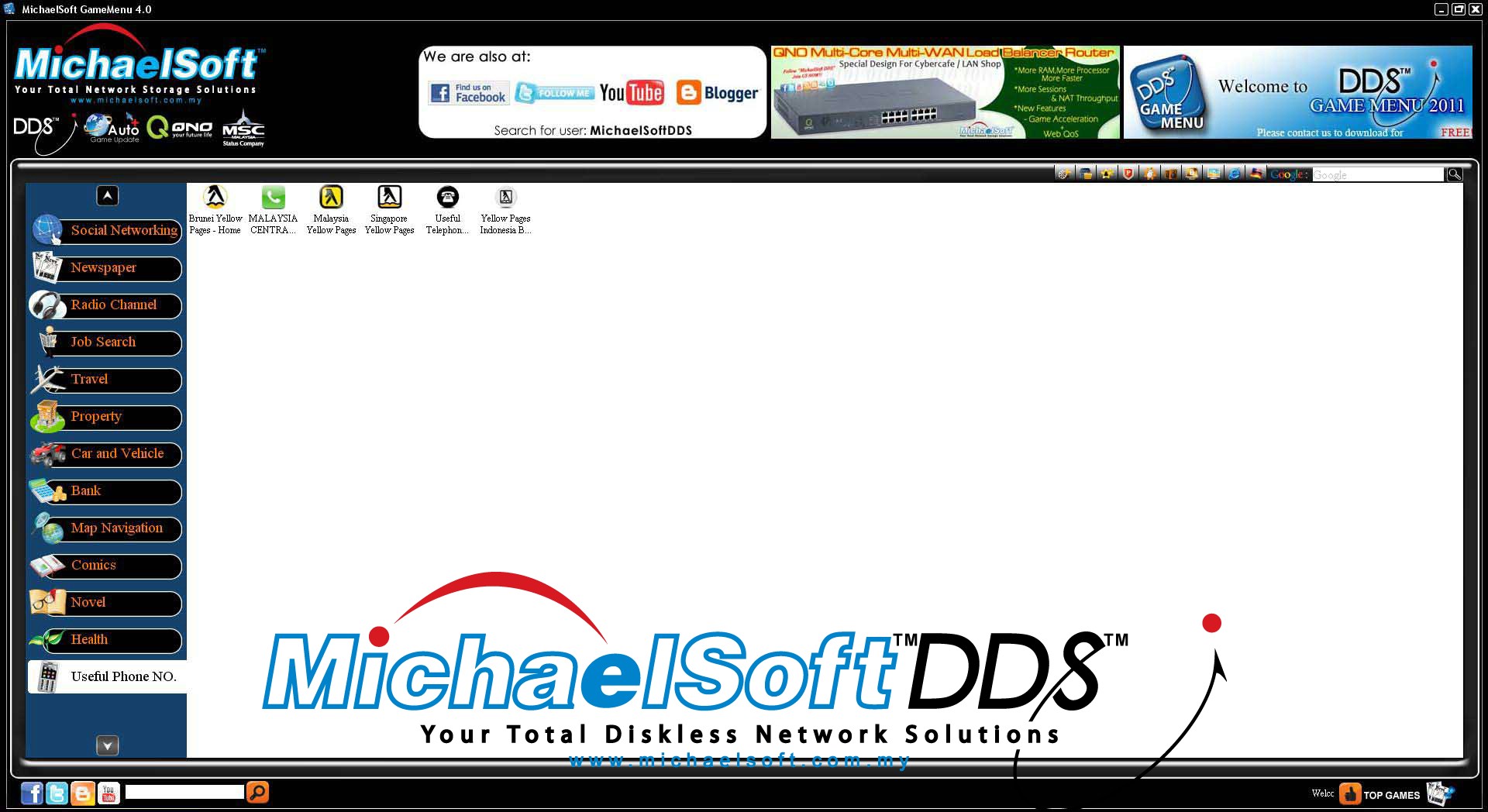 Michaelsoft DDS Diskless Solution , Cloud Computing , Diskless Cybercafe , Diskless System , Michaelsoft DDS Cybercafe Game Menu (Useful Phone No)-You can get government departments, police stations, fire stations aswell as hospital contact numbers and so on.